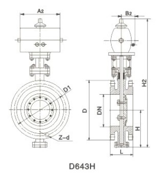 气动法兰硬密封蝶阀-D643H - 上海奇高阀门制造有限公司
